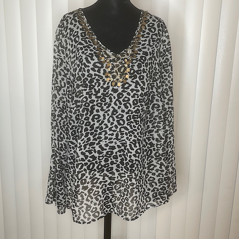 Charter Club Womens Leopard Print Blouse